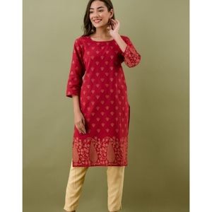 Aagam Ensemble KurtisFabric: CottonSleeve Length: Three-Quarter